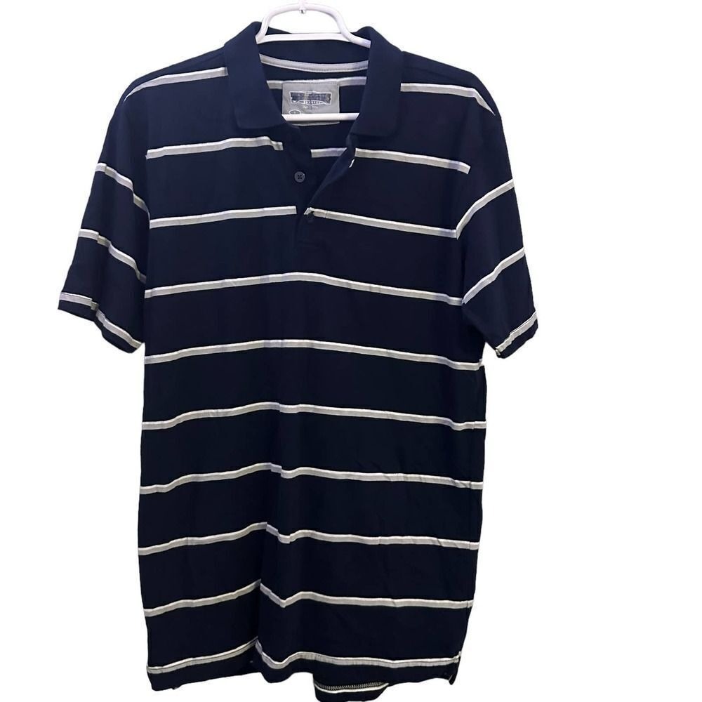 Champs Sports Polo Shirt‎ Striped Short Sleeve Casual Top Men's L